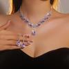 Luxury Sparkling Crystal Super Beautiful Necklace Earrings Set Bridal Jewellery Amethyst Water Drop Pendant Earrings Two Sets