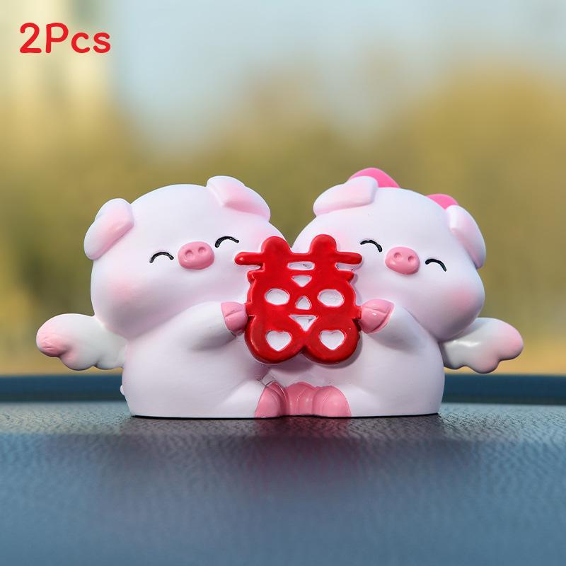 

Car Interior Decor Resin Cute Pig Love Heart Gift For Couples Style A