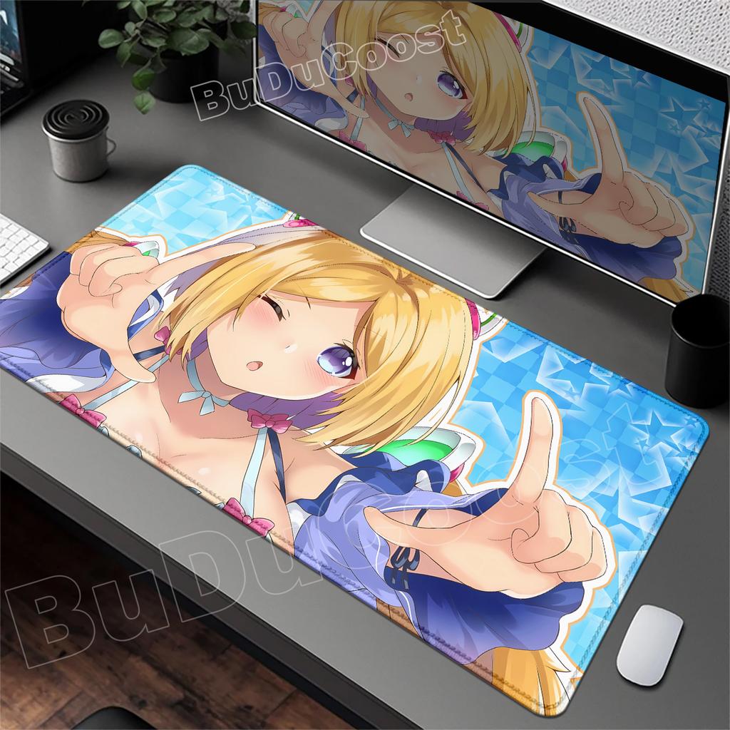 Kawaii Mouse Pad Anime Cute Girl Aki Rosenthal Gamer Computer Desk Mat Keyboard PC Gaming Accessories Mousepad Rubber Anime Girl