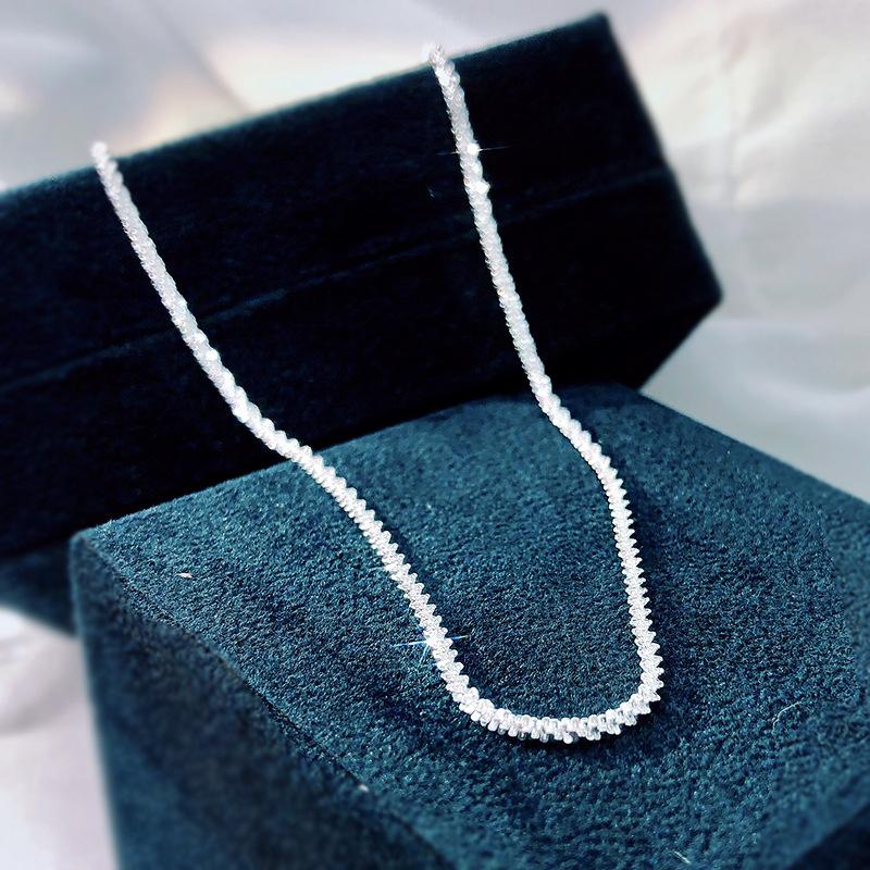 S925 Sterling Silver Sparkling Water Wave Clavicle Chain Light Luxury Shimmer