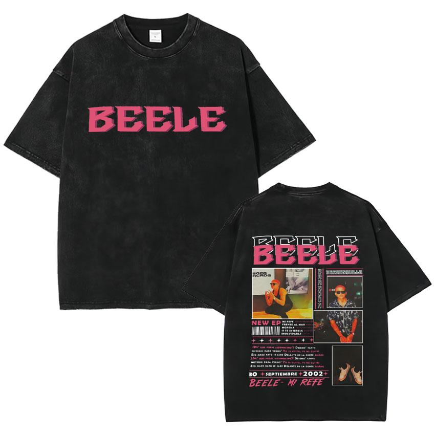 Rapper Beele Harajuku Album Vintage Washed Fashion TShirt Mens Oversized Tee Shirt Cozy Crewneck Short Sleeve T Shirt Fans Gift