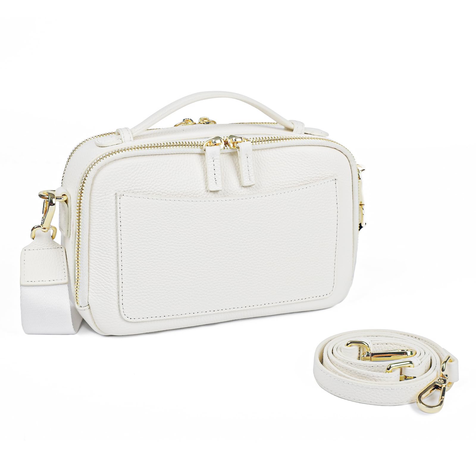 

Genuine Leather Shoulder Bag for Crossbody Shoulder Carry Dual Zippered Large Popular for Commuting [imeetu] Women, 2-Way Handbag, Bag, Bag, Bag, білий