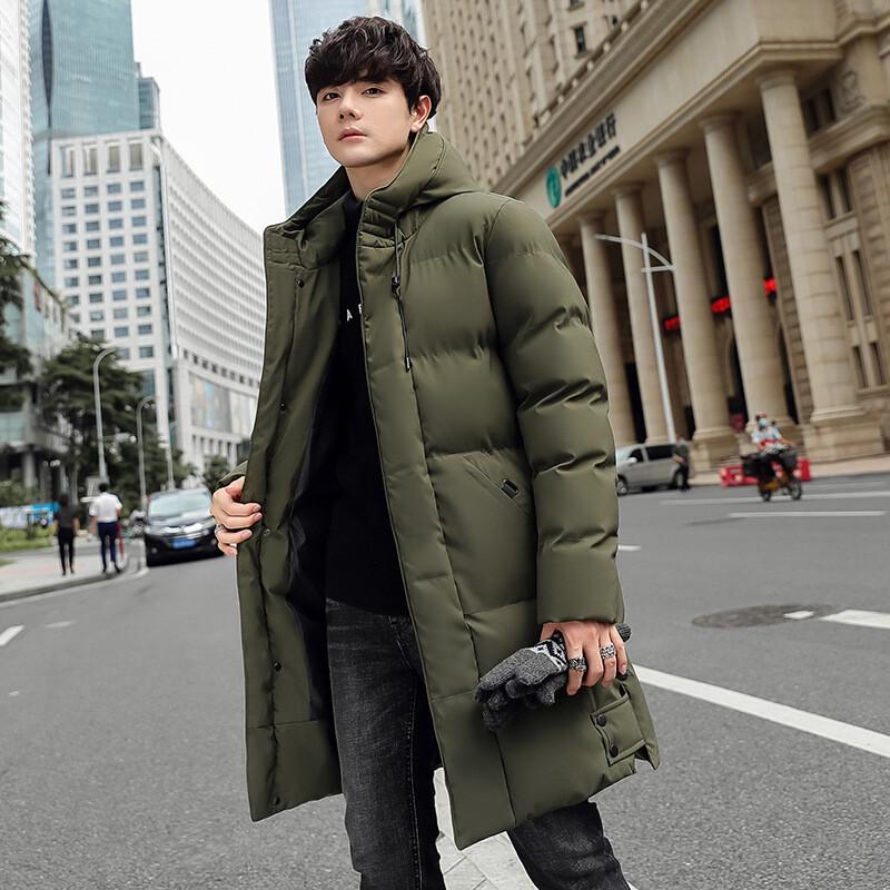 

M-8XL Large Size Medium-length Cotton Clothing Men s Winter Loose Hooded Cotton Jacket Warm Coat Thickened Solid Color Cotton Coat M