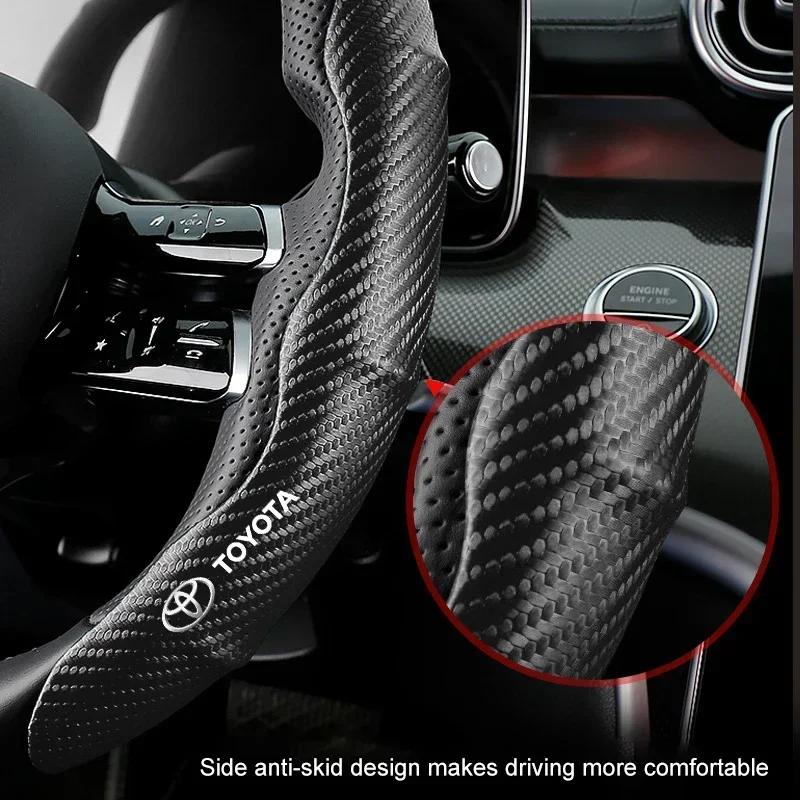Univerzální protiskluzový kryt volantu z uhlíkových vláken pro Toyota Yaris Corolla Avensis Aygo Vitz Vios Yaris Mark-X Mirai