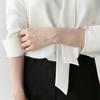 Dámská letní košile s výstřihem do V Krajkovací límec Pulovr s dlouhým rukávem Topy Jednobarevný Volný střih Kancelářské Dámské Topy Pracovní oblečení
