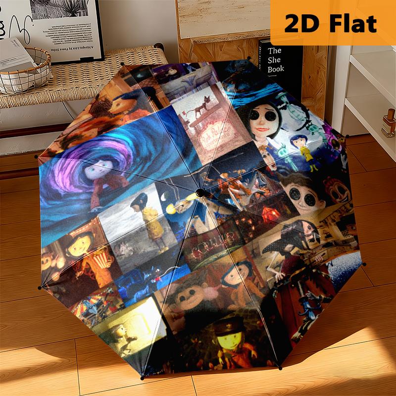1pc Coraline umbrella Portable 8-rib structure suitable for all seasons, home, travel, outdoor umbrella
