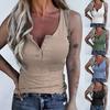 Women Vest Solid Color Ribbed Spring Summer Slim-fitting Breathable T-shirt for Party