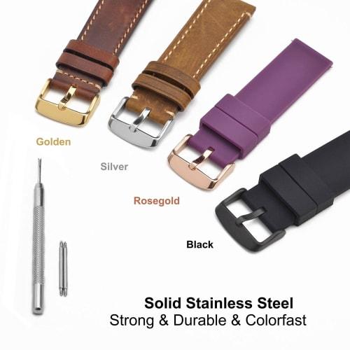 WOCCI 20mm Stainless Steel Polished Pin Buckle Watch Band Replacement Clasp, Rose Gold (Large)
