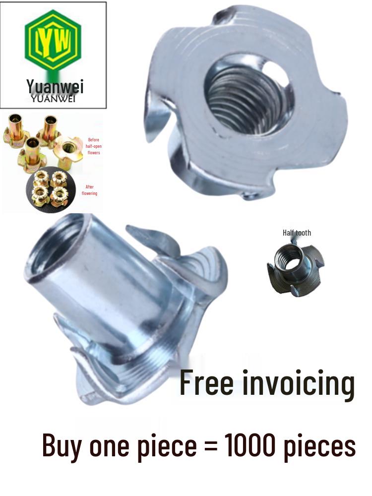 

M8 Four-Prong Nut Furniture Screw with Pre-Embedded Thick Prong Locking Bolt M8*11 (1000 pcs) Full Thread