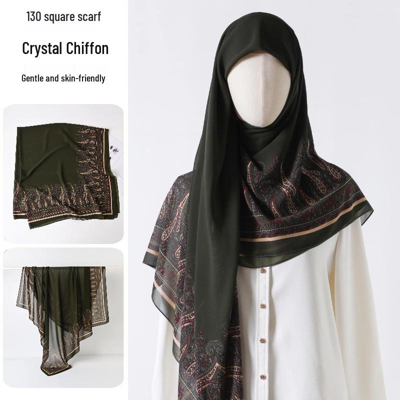 Damenmode 130x130 Seidenähnlicher Gaze Quadratischer Schal Stola - High-End, Leichtgewicht, Langer Schal