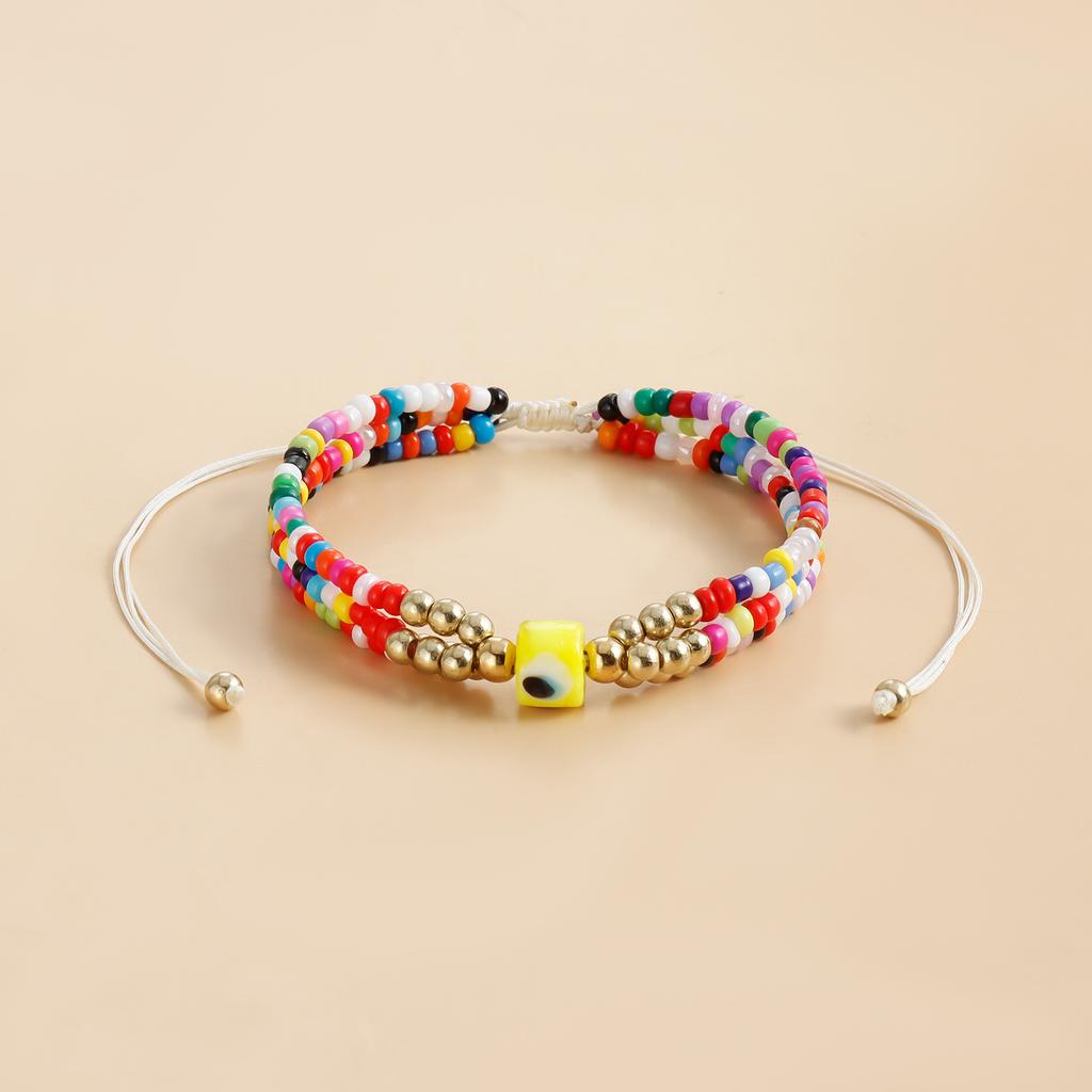 Colored Rice Bead Beaded Woven Bracelet, Temperament Personality Eye Devil's Eye Hand Rope