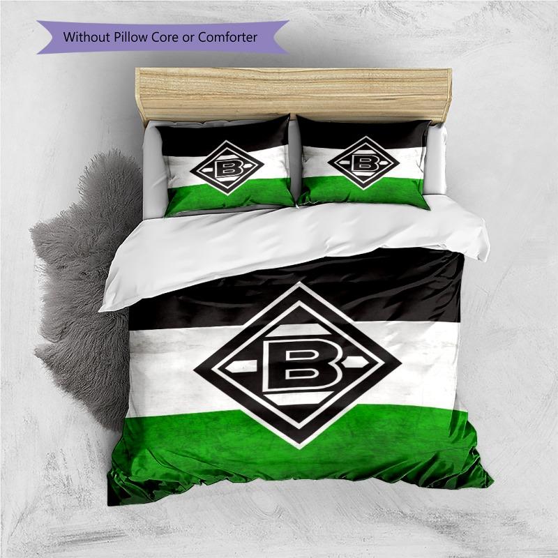 Gladbach Club Retro Flag Logo Print 3 Pieces Duvet Cover Set Soccer Fan Bedding Bedroom Home Decor Without Pillow Core