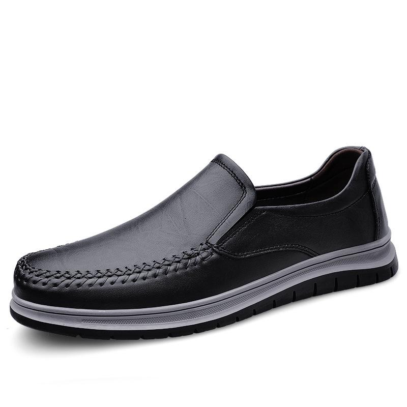 Men s Black Low-Top Casual Slip-On Leather Shoes 44 чёрный