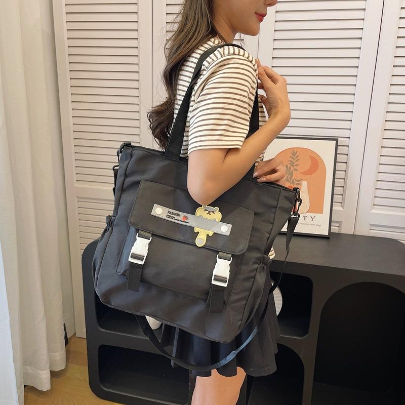 Small fresh nylon bag, women's crossbody shoulder bag, tote bag, class bag, large-capacity student tutoring bag