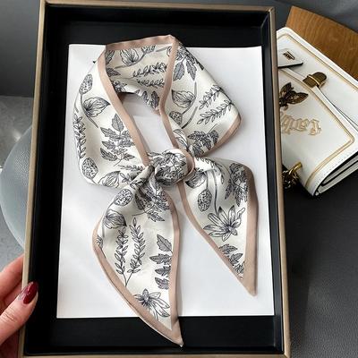 Modedruck Haarband Schal Damen Halstuch Taschentücher Satinseide Schmale Kopftücher Damen Foulard Blumenbänder 2022 Neu