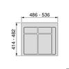 Emuca base recycle pour poubelles pour tiroir de cuisine, 2 cavitès, plastique gris antracite, plastique.