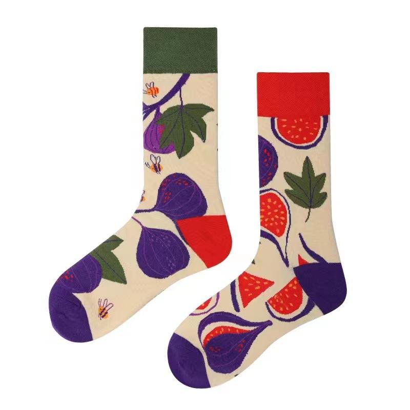 Mandarin Duck Men's and Women's Socks Original AB Trendy Socks Medium High Tube Socks Flower Fruit Animal Cartoon Cotton Socks