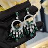 Französisches Vintage Smaragd Schmetterling Quaste Ohrringe und Halsketten Set mit Mikroeinlage Zirkonia für Damen
