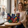 Ethnic Geometric Print Tote Bag Casual Large Capacity Daily Outgoing Shopping Portable Shoulder Bag