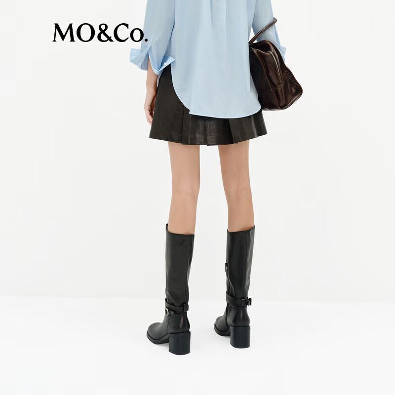 MO&Co. Retro Faux Leather High-Waist Pleated Mini Skirt