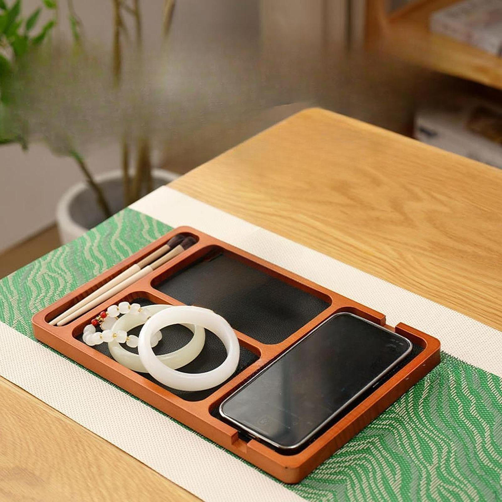 

Tabletop Valet Tray Entryway Catchall Holder Space Saving Vintage NightStand Organizer for