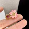 Temperament Pinke Blütenblatt Zirkon Offener Ring Temperament Frau Übertrieben Tropfenöl Blumenring Schmuck Geschenk