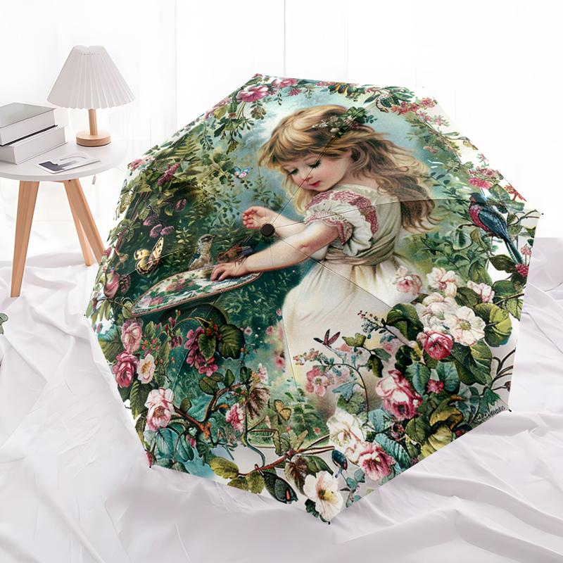 

Victorian Princess Umbrella Automatic Open/close, Sturdy Iron Frame & 8-Rib Structure, Umbrella for Women & Men, Christmas Gifts