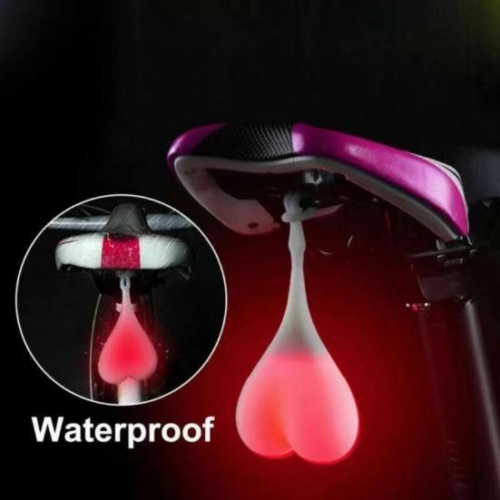 Luce Posteriore per Bicicletta Impermeabile in Silicone a Forma di Cuore Lampada di Avvertimento per Ciclismo Notturno Lampada Posteriore per Mountain Bike da Strada Accessori per Bicicletta
