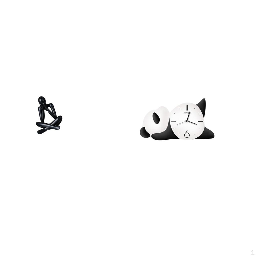 Abstract Panda Figure Sculpture Modern Statue Collectible Ornament Cute Wall Clock Decorative Sturdy