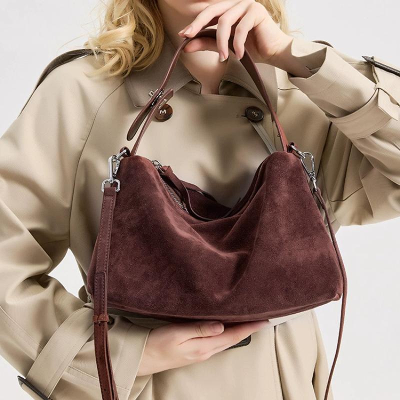 Soft Large Capacity Suede Crossbody Bag for Women Retro Pillow Aped Oulder Bag Casual Sle Soft PU Leather Daily Use Bags