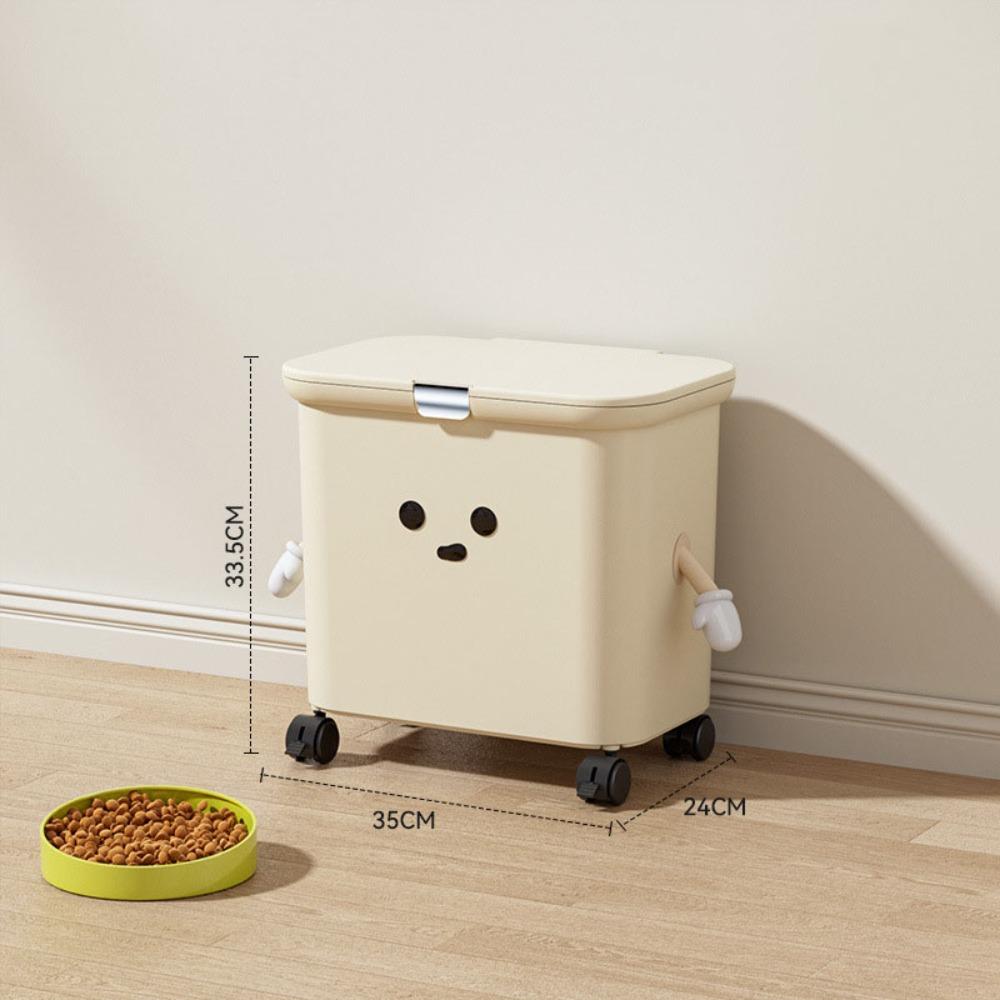 

Міцне відро для зберігання котячого корму З колесом Контейнер для крупи Високоякісне Відро для рису Домашня тварина A