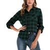 Womens Fall Winter Long Sleeve Plaid Shirt Women