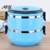 Leak Proof Meal Prep Stackable Insulated Lunch Box with Handle, Stainless Steel Interior Easy Cleaning Outdoor Picnic Food Container Design,
