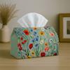 1pc Artistic Floral Nature Tissue Box with Painted Green Red Calm Art- Napkin Storage Organizer for Kitchen,Car,Elegant Decorative Box,Purpose for Liv