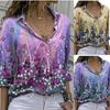 Vintage Summer Flower Printed Blouse Long Sleeve Turn Down Collar Casual Tops Single Breasted Fashion Shirt