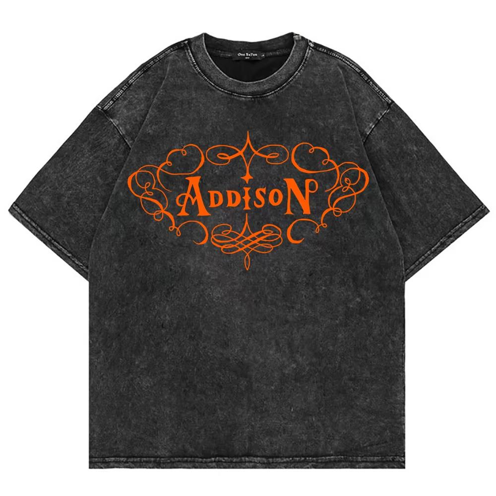 Cotton Vintage Washed Addison Rae Addison T Shirt Fashion Men/Women Aesthetic Retro T-Shirt Oversize Acid Wash Tees Shirts