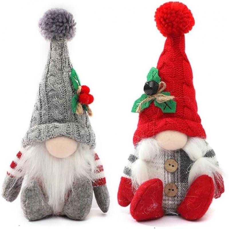 Christmas Dwarf Plush Toy Decoration, Centerpiece for Desk Shelf Fireplace Winter Holiday Decor, Festive Christmas Ornament