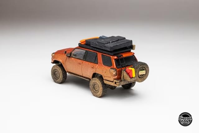 FREESTYLE Gaincorp Products Scale Toyota 4Runner Widebody Overland DiecastTalk Custom Inferno Orange Finished Model 1/64 (Muddy) DTG0018-ORM