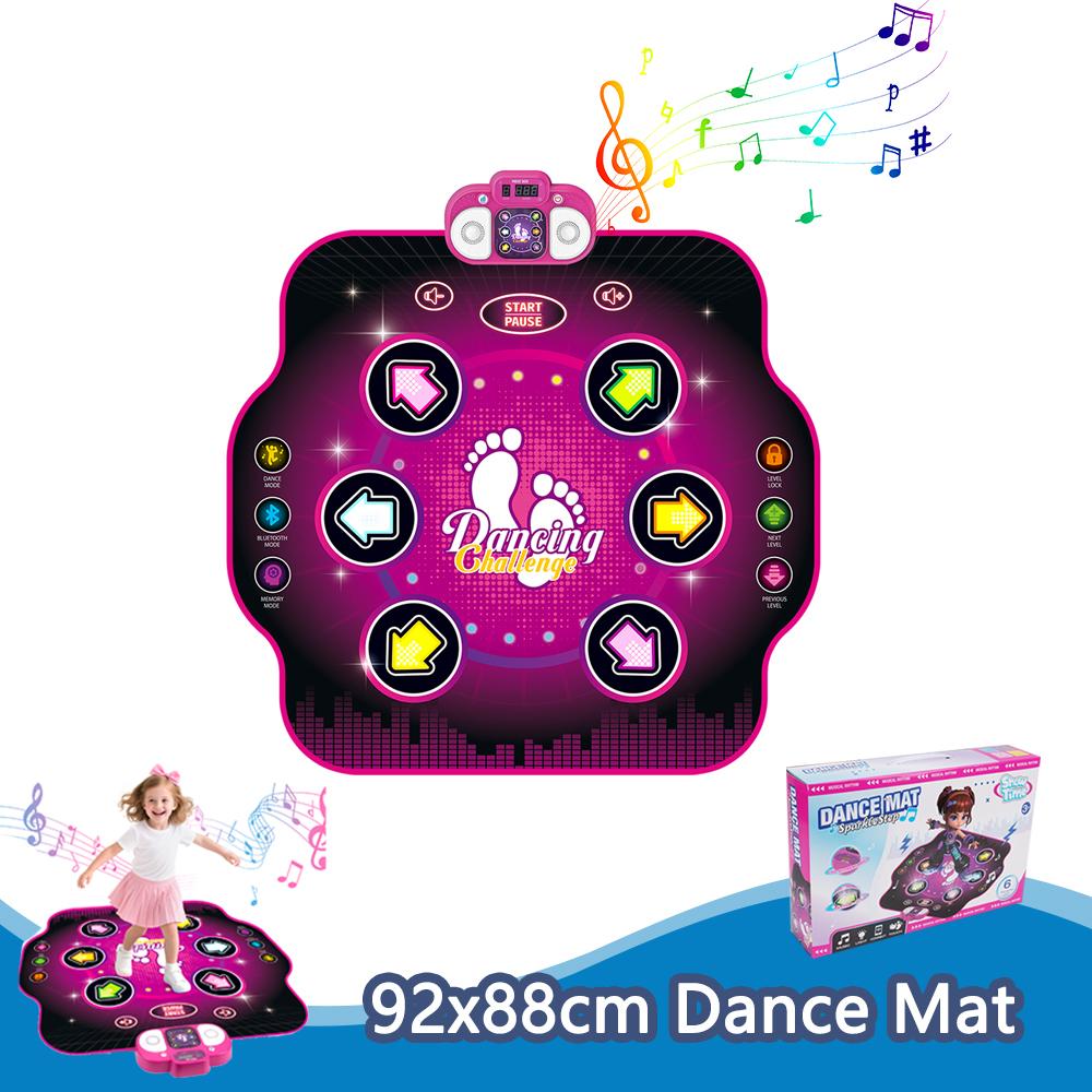 Tapete de Dança Eletrônico 92x88cm Cobertor de Dança Multifuncional com 2 Modos e 9 Níveis Cobertor Musical de Chão para Crianças Brinquedo Educativo Presentes