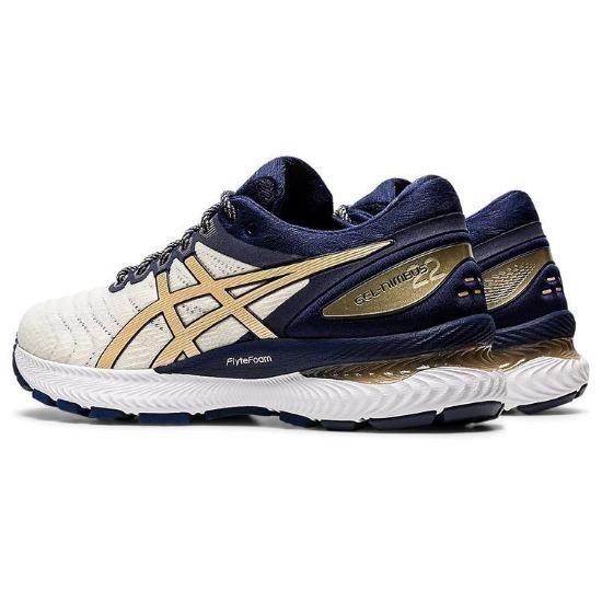 Asics Gel-Nimbus 22 Mesh Comfortable Durable Low-Top Running Shoes Women Sneaker White Blue 1012A807-100