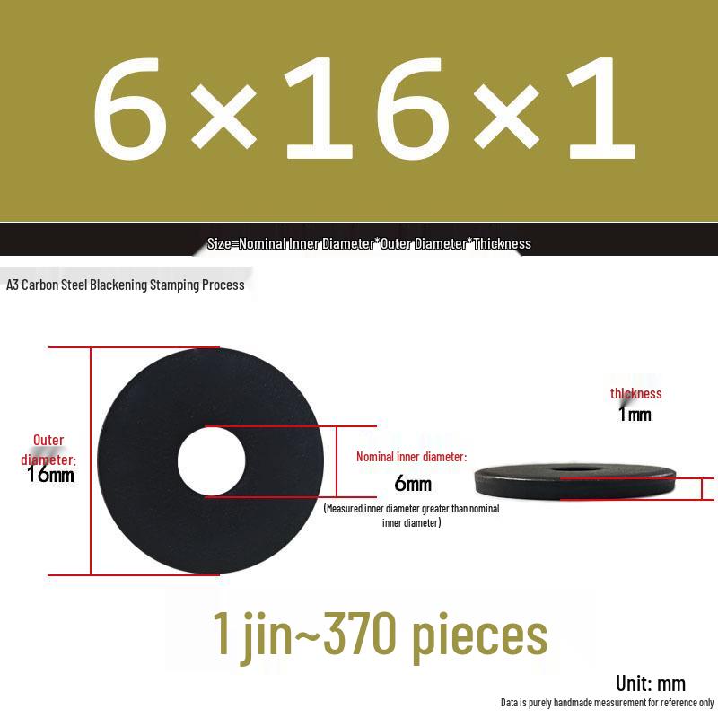 Thickened Black Flat Washer: Enhanced Round Metal Spacer for Home Use