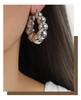 Textured Gold-Plated Titanium Steel U-Shaped Earrings with Steel Ball Design