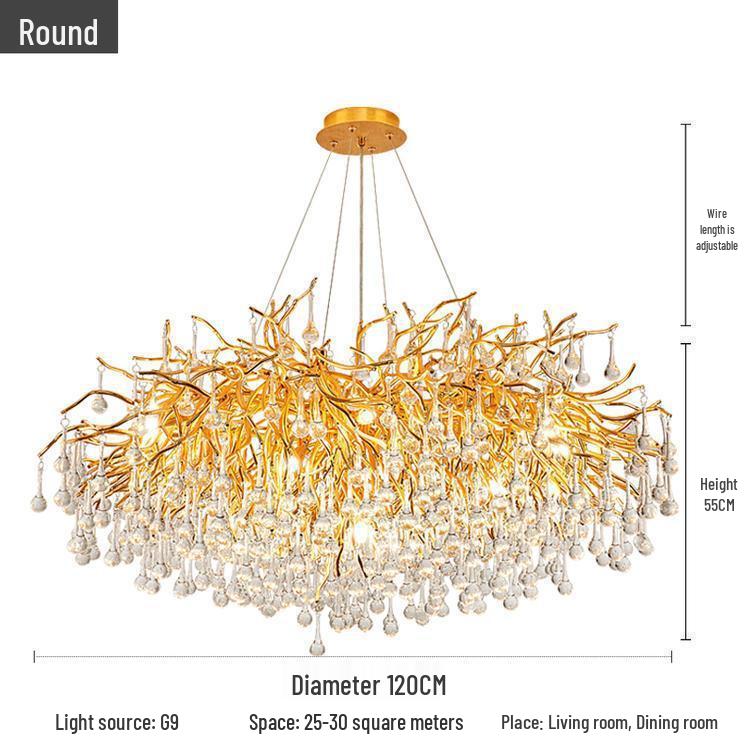 Elegant French Luxury Crystal Chandelier with Water Drop Design for Dining Rooms and Villas