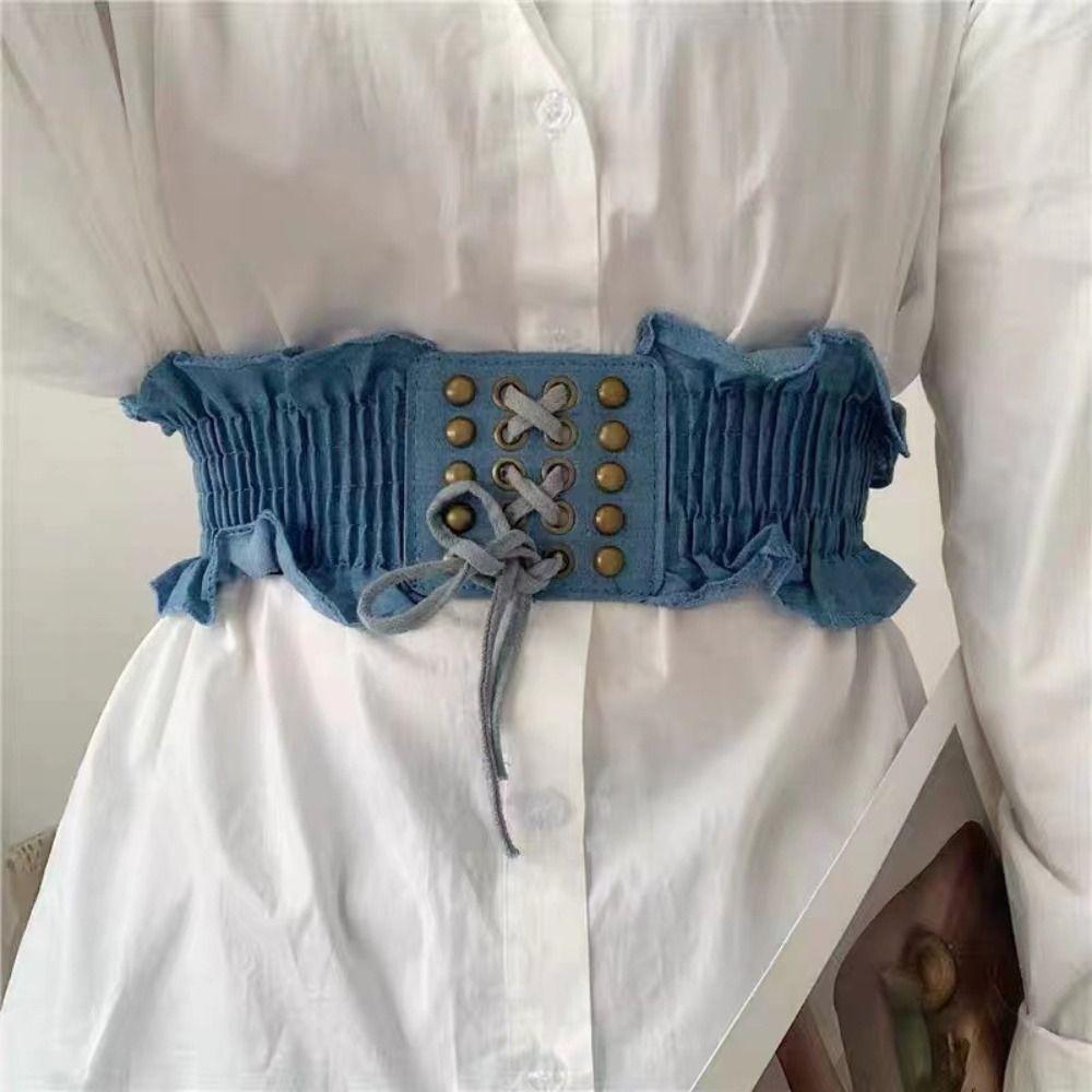 High Waist Female Waistband Lace Wide Waist Belt Slimming Denim Stretchy Cummerbunds Female