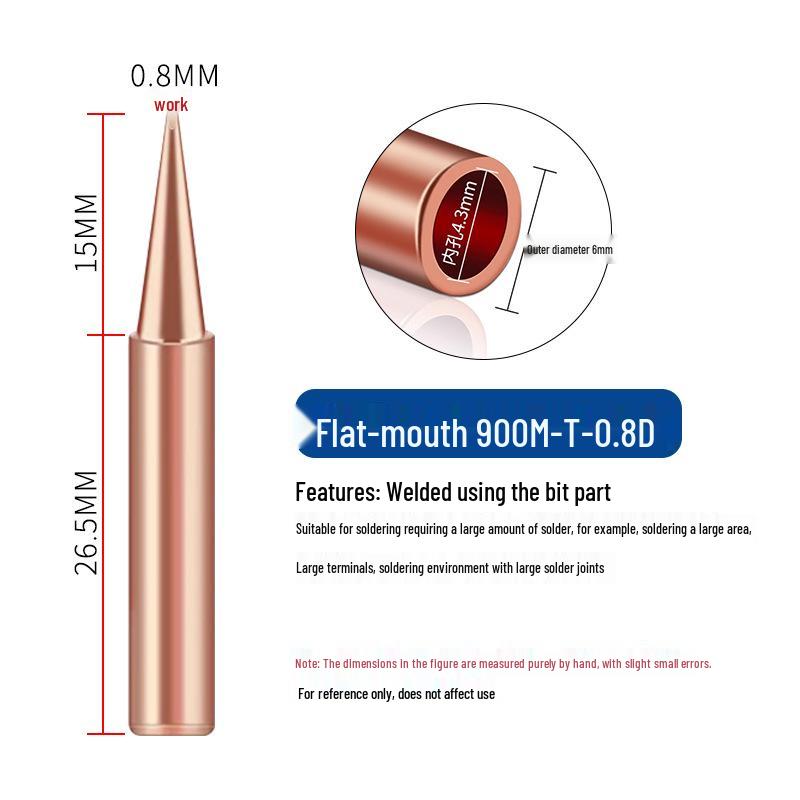 5-Piece Pure Copper Non-Magnetic Soldering Iron Tips for 936 Model