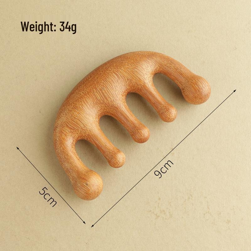 Golden Sandalwood Lotus Fish Massage Comb - Wide-Tooth Solid Wood Scalp Comb