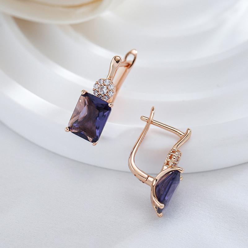 Cercei cu flori de cristal de zirconiu pătrați, placați cu aur, bijuterii de nuntă elegante pentru femei