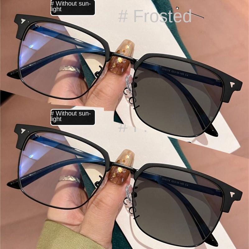 

1PCS Photochromic Anti Radiation Blue Light Blocking Glasses Square Metal Frame Computer Eyewear for Women Men 3