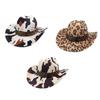 Comfortable Western Theme Top Hat with Bull Head Belt Cow Pattern for Women Men Outdoor Activity and Music Festival