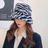Caps with Flat Top for Warm Keeping Fuzzy Caps with Full-Covered Zebra Grain Decoration Hats Unisex Women Men